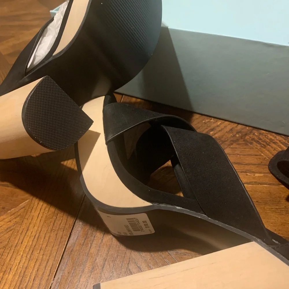 KOOKAI Sz 39 Black Jennifer heels Leather Upper Wooden Platform Heels NWT 🤎 - Picture 6 of 11